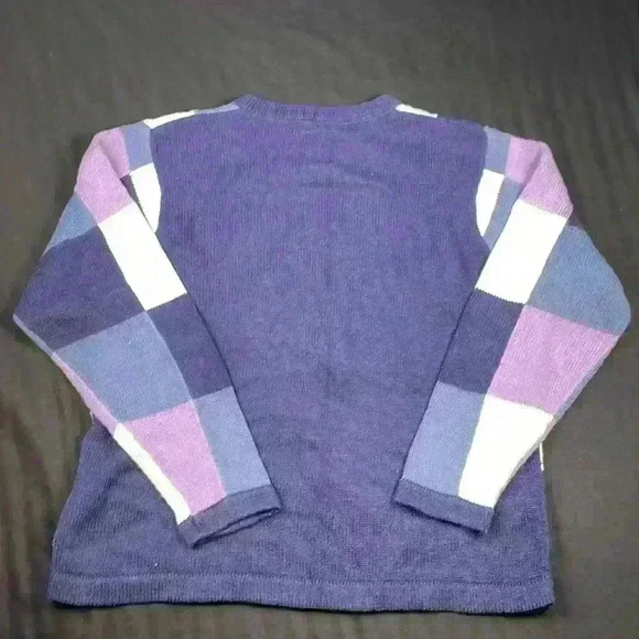 B. P. Design Women’s Winter Zipper cardigan purple navy blue patchwork large - Picture 3 of 9